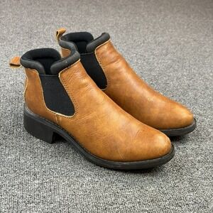 Tony Lama Chelsea Boots Women's Brown Leather Ankle Western Pull On Size 7